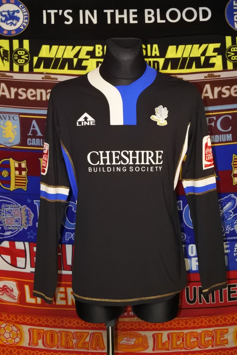 Macclesfield FC Away football shirt 2006 2007. Sponsored by Cheshire