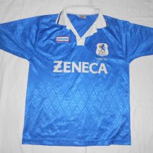 Macclesfield FC Home football shirt 1994 - 1996 sponsored by Zenica