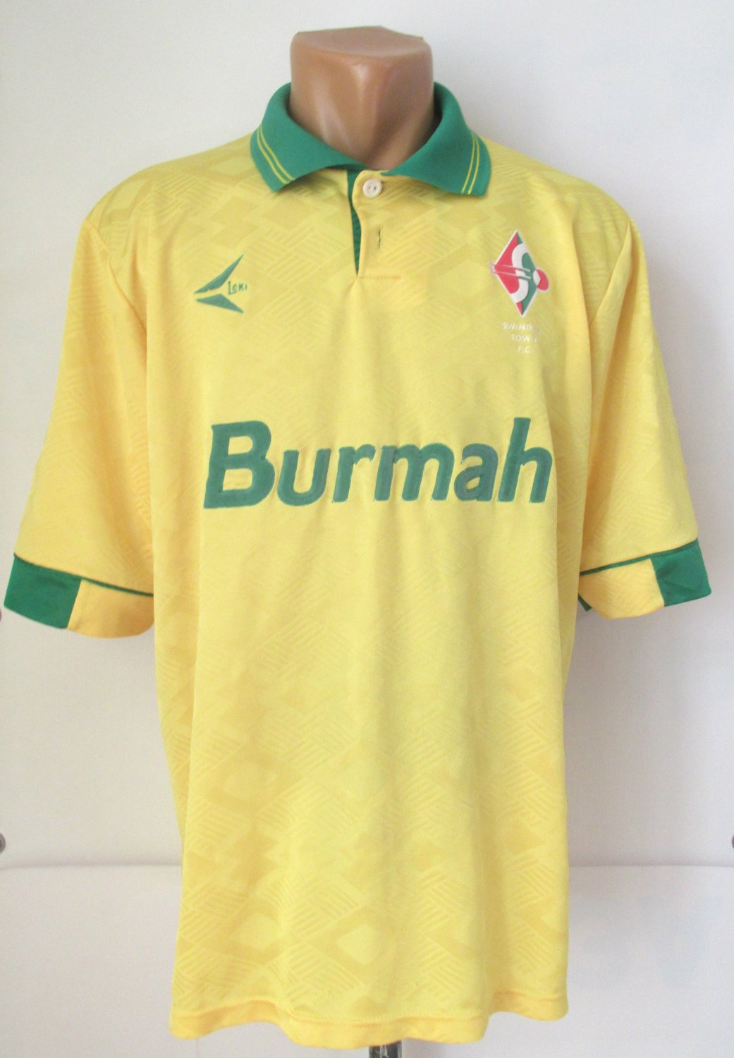 Swindon Town Away football shirt 1993 1994. Sponsored by Burmah