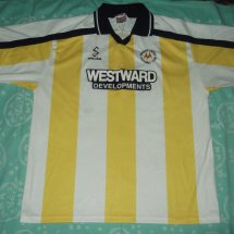 Torquay United Home football shirt 1999 - 2000 sponsored by Westward Developments
